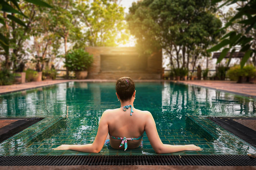 woman in pool